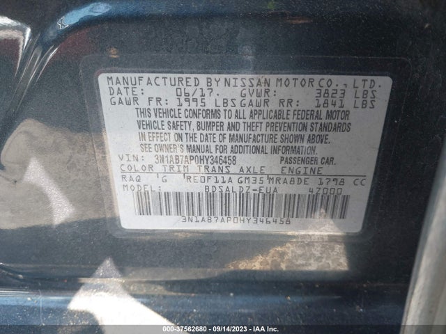 Nissan SENTRA SV 2017 3N1AB7AP0HY346458 Image 9