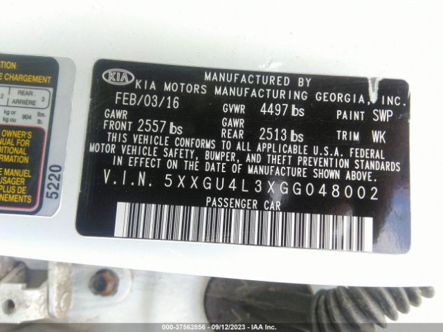 5XXGU4L3XGG048002 KIA OPTIMA EX