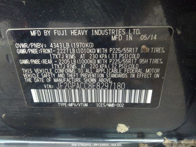 JF2GPACC8E8297180 Subaru Xv Crosstrek Premium