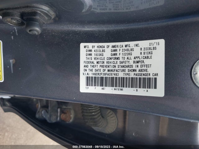 Honda ACCORD LX 2015 1HGCR2F39FA097493 Image 9