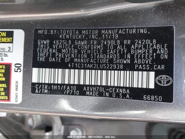Toyota Camry Hybrid Le 2020 4T1C31AK2LU522938 Image 15