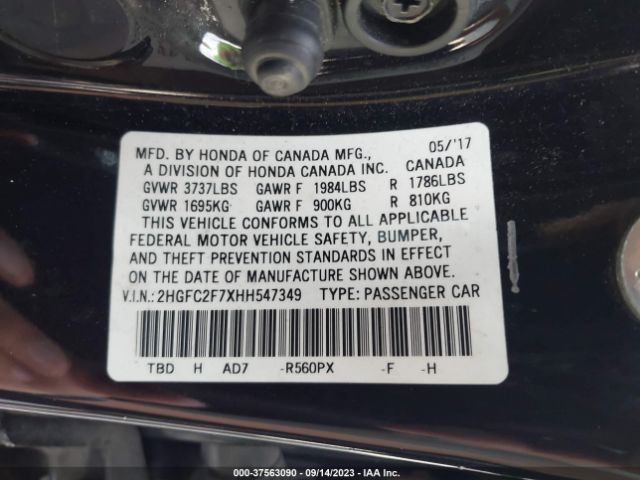 2HGFC2F7XHH547349 Honda Civic Sedan Ex