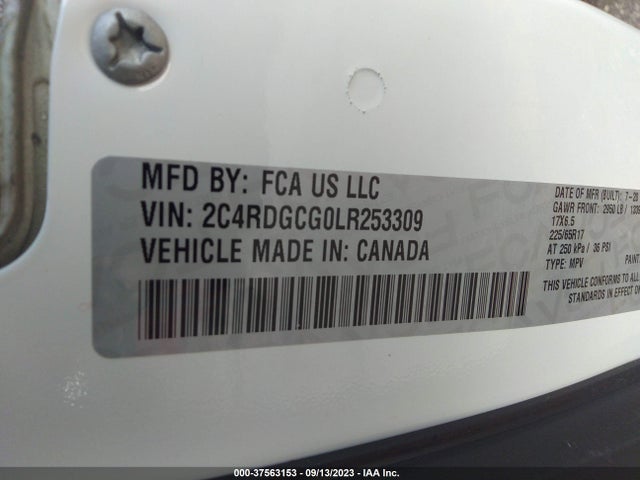 Dodge Grand Caravan Sxt 2020 2C4RDGCG0LR253309 Image 9