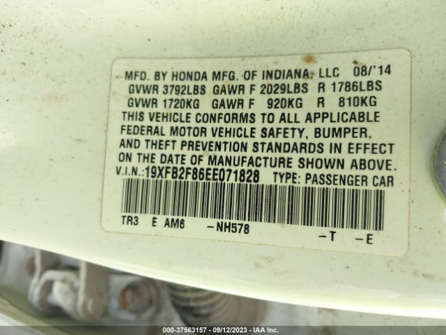 19XFB2F86EE071828 Honda Civic Sedan Ex