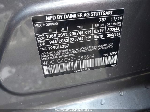 WDCTG4GB2FJ085864 Mercedes-Benz Gla-class Gla 250