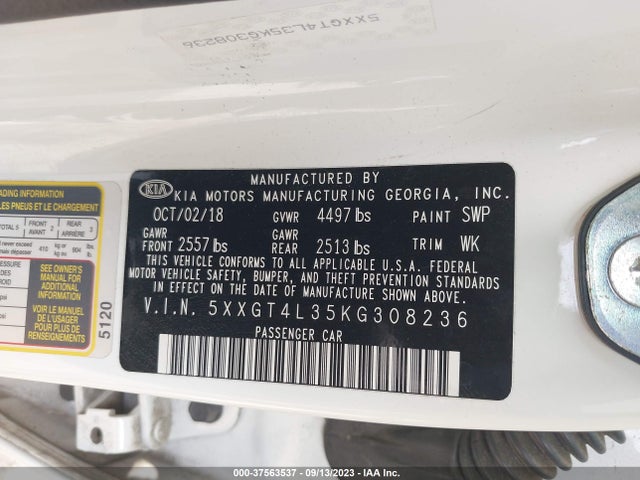 KIA Optima Lx 2019 5XXGT4L35KG308236 Image 9