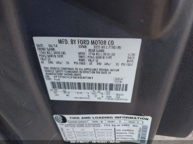 1FTFW1CF6EKE87361 Ford F-150 Xl/stx/xlt/fx2/lariat