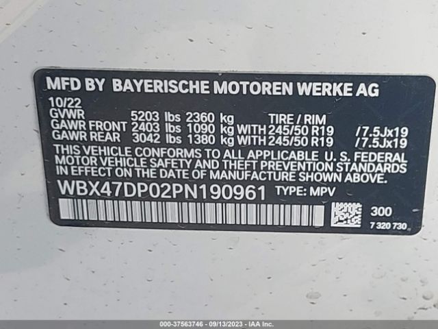 WBX47DP02PN190961 BMW X3 Sdrive30i