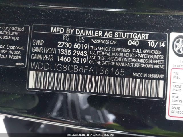 WDDUG8CB6FA136165 Mercedes-Benz S-class S 550