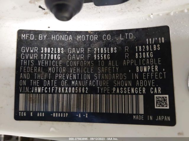 JHMFC1F78KX005662 Honda Civic Ex-l