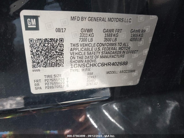 Chevrolet Suburban Lt 2017 1GNSCHKC6HR402688 Image 9