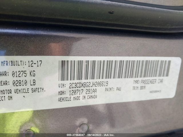 2C3CDXBG2JH206619 Dodge Charger Sxt