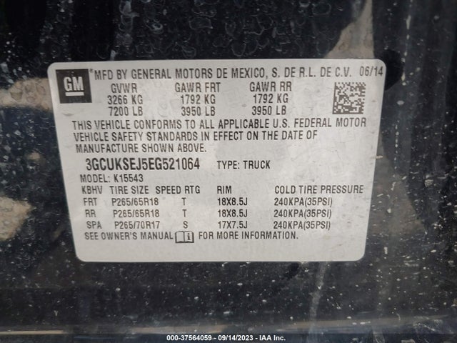 Chevrolet Silverado 1500 2lz 2014 3GCUKSEJ5EG521064 Image 9