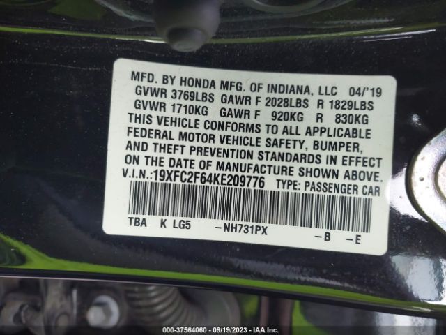 19XFC2F64KE209776 Honda Civic Sedan Lx