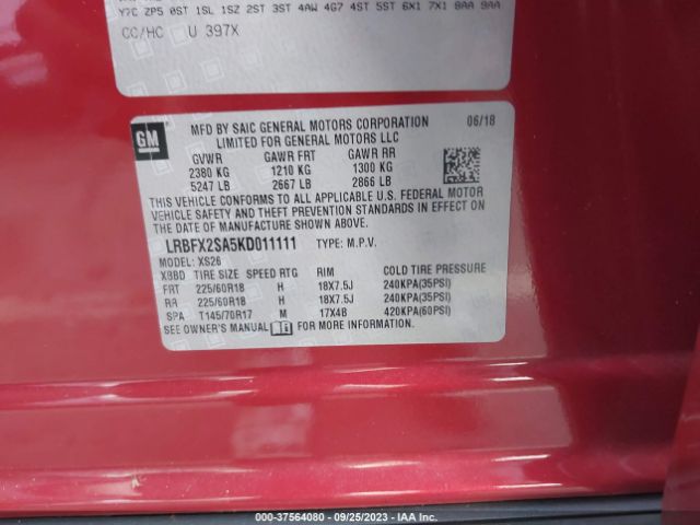 LRBFX2SA5KD011111 Buick Envision Essence
