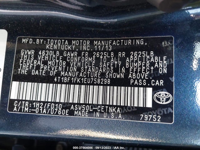 Toyota CAMRY LE 2014 4T1BF1FK1EU758298 Image 9