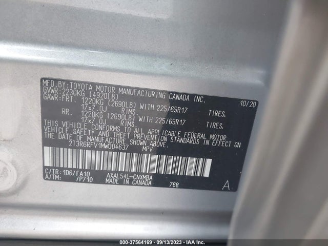 Toyota RAV4 HYBRID 2021 2T3R6RFV1MW004637 Image 9