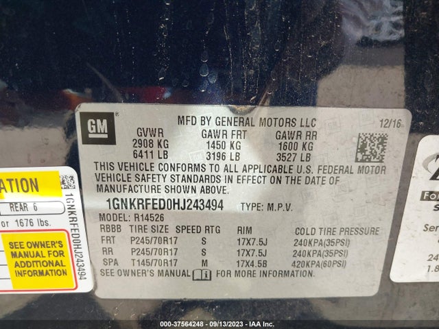 Chevrolet Traverse Ls 2017 1GNKRFED0HJ243494 Image 9