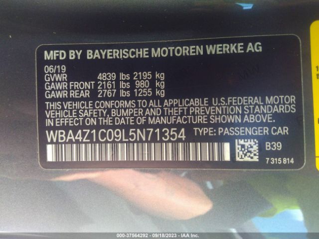 WBA4Z1C09L5N71354 BMW 4 Series 430i