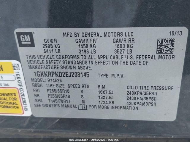 1GKKRPKD2EJ203145 GMC ACADIA SLE