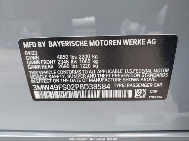 3MW49FS02P8D38584 BMW 3 Series M340i