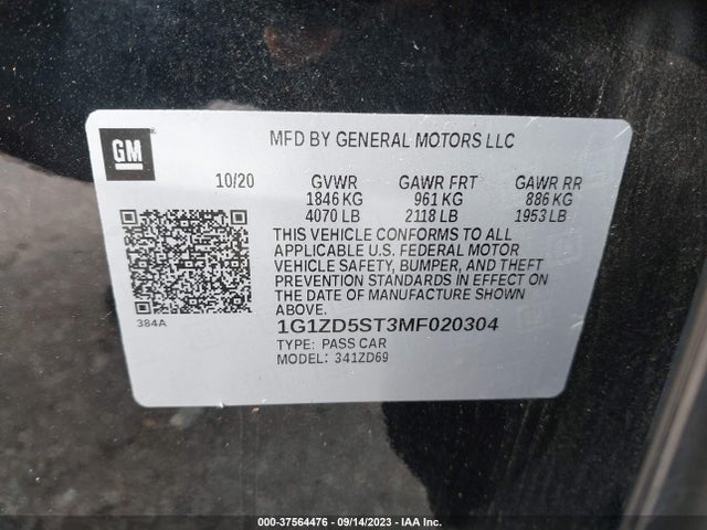Chevrolet MALIBU LT 2021 1G1ZD5ST3MF020304 Image 9