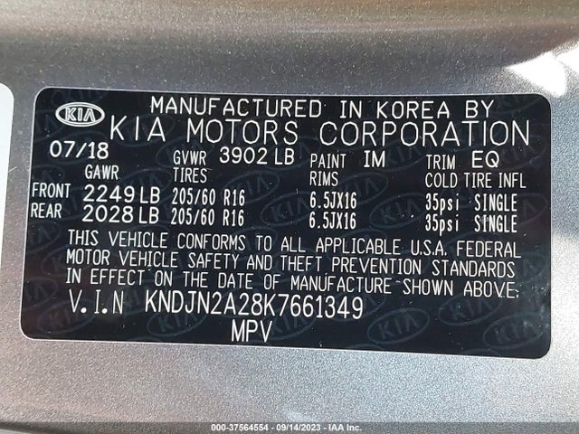 KIA Soul Base 2019 KNDJN2A28K7661349 Image 9