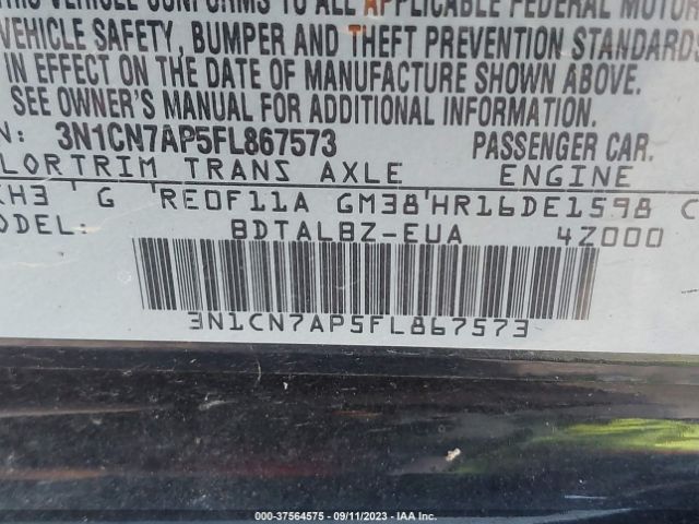 3N1CN7AP5FL867573 Nissan VERSA SV