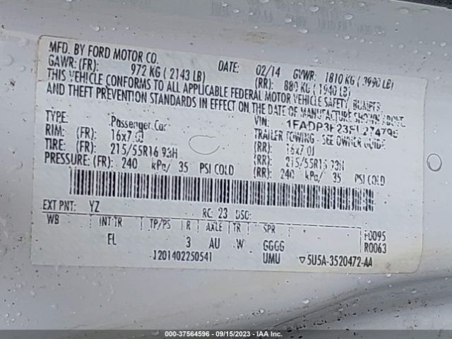 1FADP3F23EL274795 Ford FOCUS SE