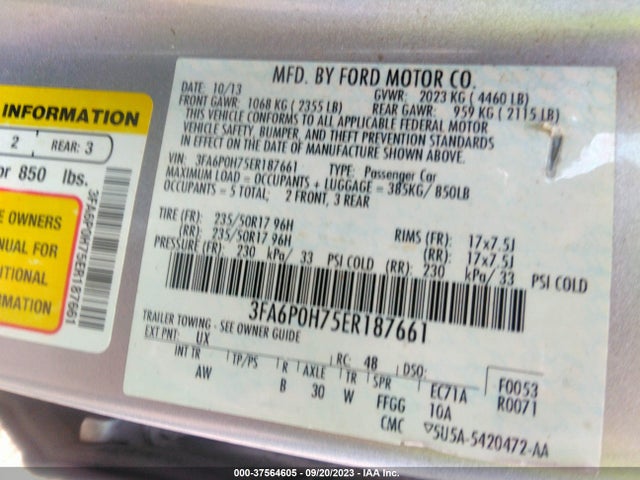 Ford FUSION SE 2014 3FA6P0H75ER187661 Image 9