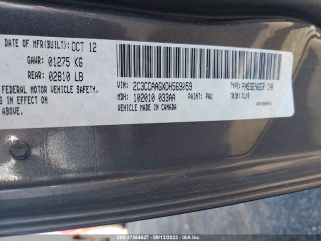 2013 CHRYSLER 300 VIN: 2C3CCAAGXDH569059