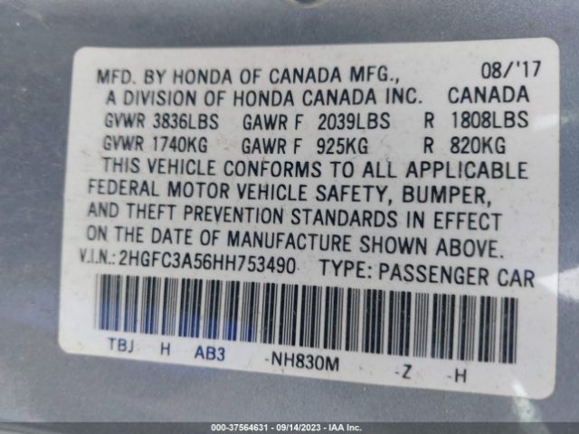 2HGFC3A56HH753490 Honda Civic Coupe Si
