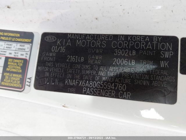 KNAFX6A80G5594760 KIA Forte Koup Ex
