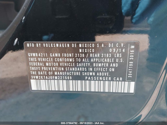 3VW2K7AJ0FM221569 Volkswagen Jetta Sedan 2.0l S