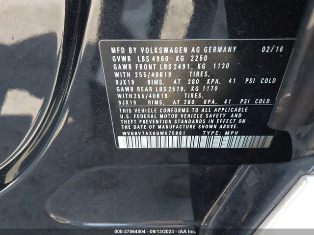 WVGBV7AX0GW075881 Volkswagen Tiguan R-line