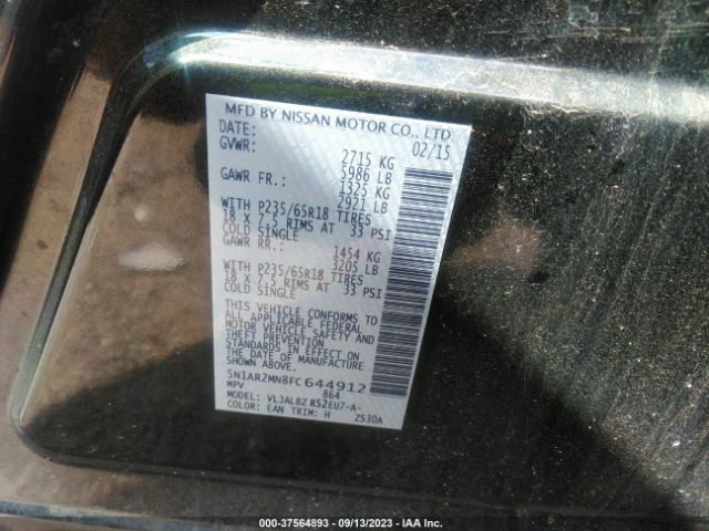 5N1AR2MN8FC644912 Nissan Pathfinder S