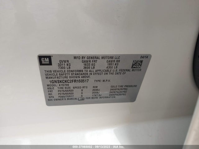 Chevrolet Tahoe Ltz 2015 1GNSKCKC2FR160517 Image 9