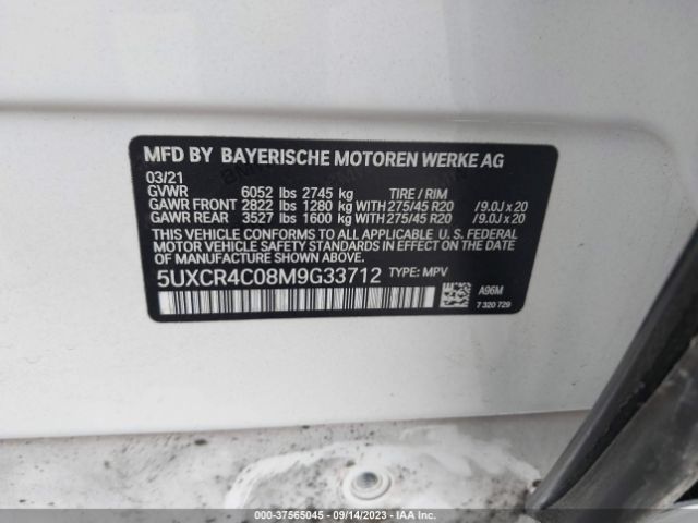 5UXCR4C08M9G33712 BMW X5 Sdrive40i