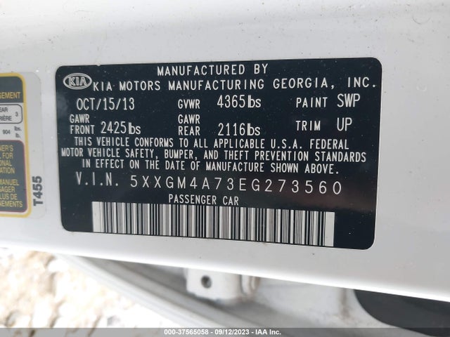 KIA Optima Lx 2014 5XXGM4A73EG273560 Image 9