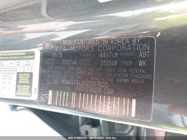 KNAGT4L31G5107605 KIA Optima Lx
