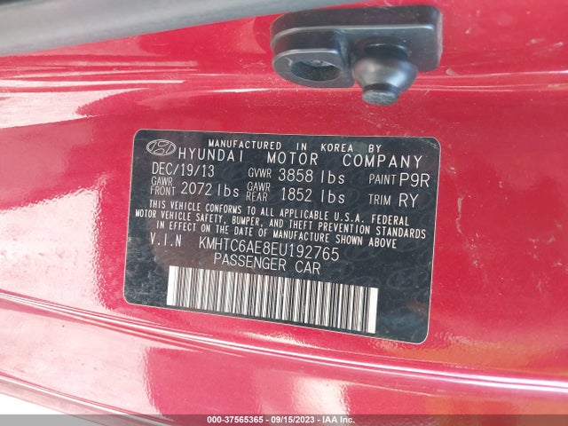 Hyundai Veloster Turbo 2014 KMHTC6AE8EU192765 Image 9