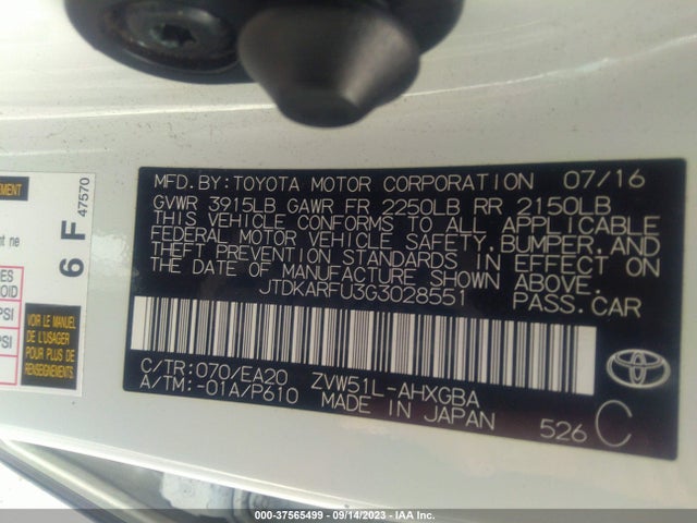 Toyota Prius Four 2016 JTDKARFU3G3028551 Image 9