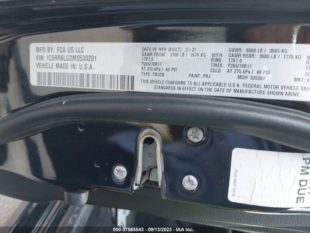 RAM 1500 Classic Slt/warlock 2021 1C6RR6LG3MS530201 Image 9