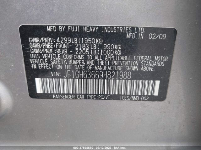 2009 SUBARU IMPREZA WAGON JF1GH63669H821988 Photo 8