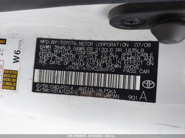2009 SCION TC VIN: JTKDE167090286970