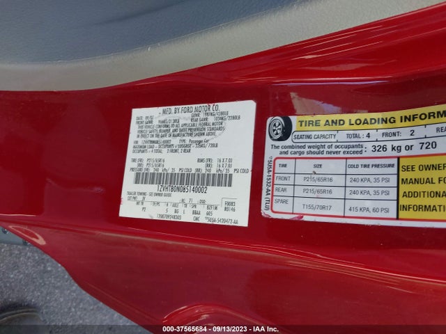 2008 FORD MUSTANG DELUXE/PREMIUM VIN: 1ZVHT80N085140002