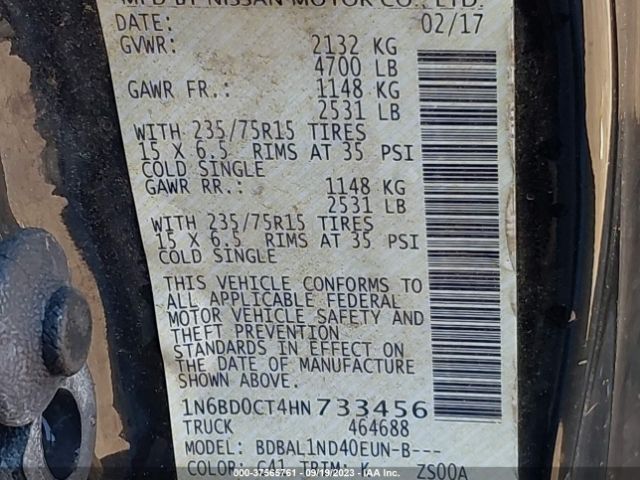 1N6BD0CT4HN733456 Nissan FRONTIER S