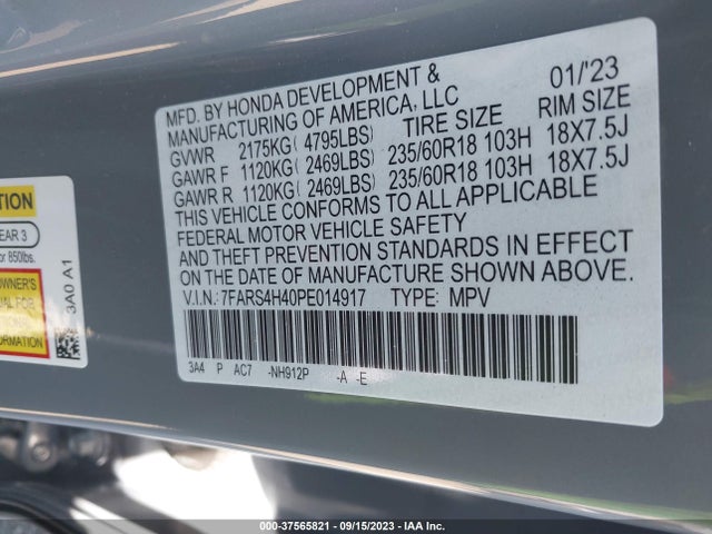 Honda Cr-v Ex Awd 2023 7FARS4H40PE014917 Image 9