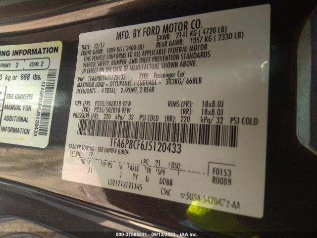 1FA6P8CF6J5120433 Ford MUSTANG GT