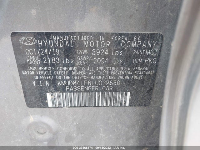 Hyundai ELANTRA SEL 2020 KMHD84LF6LU022630 Image 9